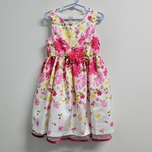 Ashley Ann Girls Dress Size 5 Pink White Floral Special Occasion Lined NWOT